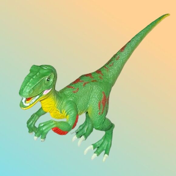 Vintage 2003 Schleich Green Red Yellow Velociraptor Dinosaur Figure B10 - Picture 1 of 8
